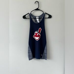 Under Armour Cleveland Indians Navy Logo Racerback Tank Top Women's Small